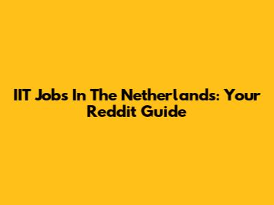 IIT Jobs In The Netherlands: Your Reddit Guide