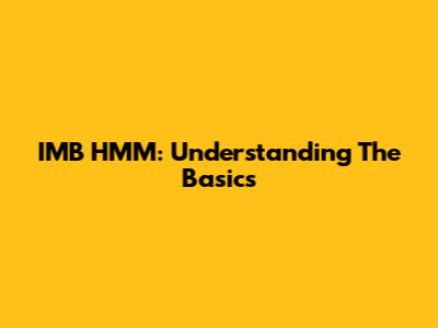 IMB HMM: Understanding The Basics