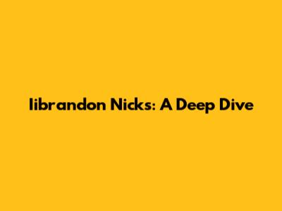 Iibrandon Nicks: A Deep Dive