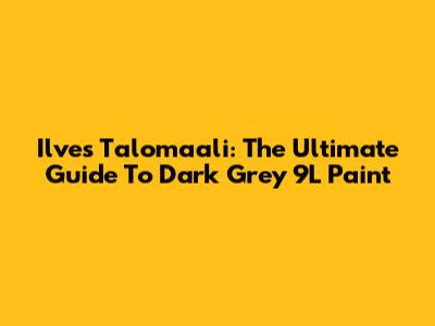 Ilves Talomaali: The Ultimate Guide To Dark Grey 9L Paint