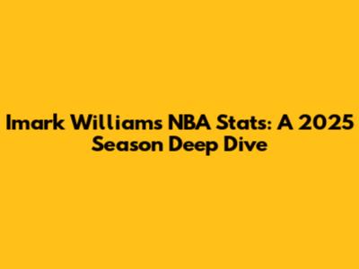 Imark Williams' NBA Stats: A 2025 Season Deep Dive