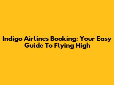 Indigo Airlines Booking: Your Easy Guide To Flying High