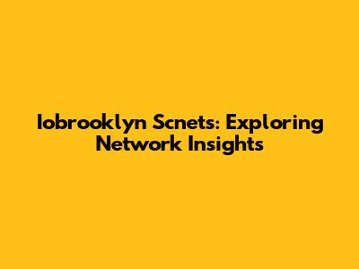 Iobrooklyn Scnets: Exploring Network Insights