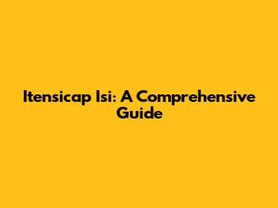 Itensicap Isi: A Comprehensive Guide