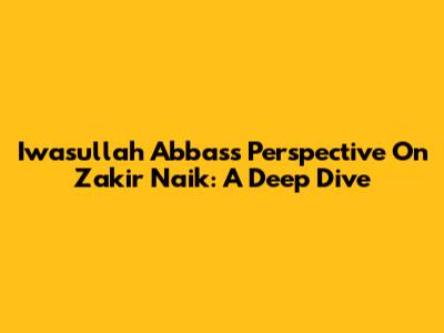 Iwasullah Abbas's Perspective On Zakir Naik: A Deep Dive