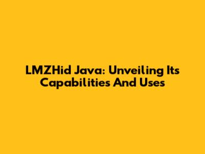 LMZHid Java: Unveiling Its Capabilities And Uses