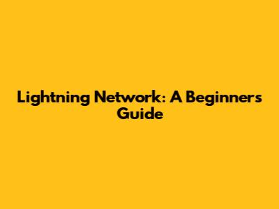 Lightning Network: A Beginner's Guide