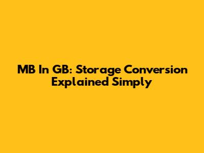 MB In GB: Storage Conversion Explained Simply