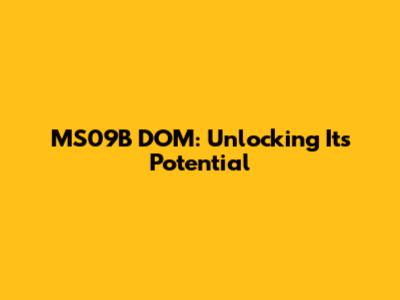 MS09B DOM: Unlocking Its Potential