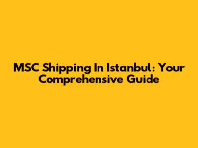 MSC Shipping In Istanbul: Your Comprehensive Guide