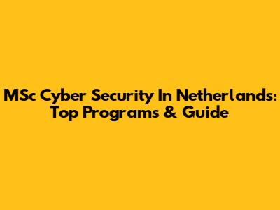 MSc Cyber Security In Netherlands: Top Programs & Guide