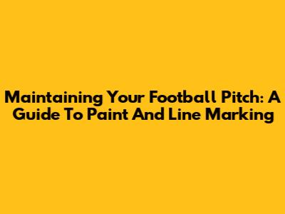 Maintaining Your Football Pitch: A Guide To Paint And Line Marking