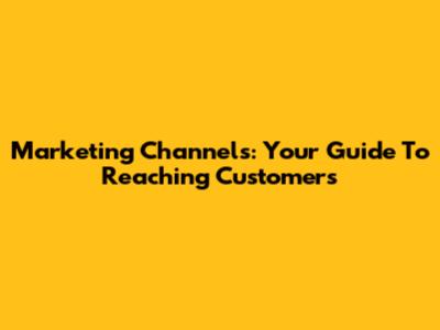 Marketing Channels: Your Guide To Reaching Customers