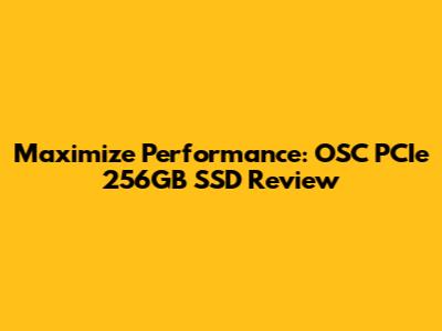 Maximize Performance: OSC PCIe 256GB SSD Review
