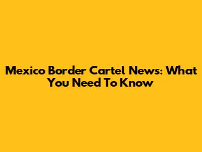 Mexico Border Cartel News: What You Need To Know