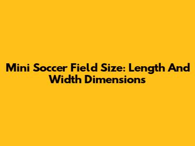 Mini Soccer Field Size: Length And Width Dimensions