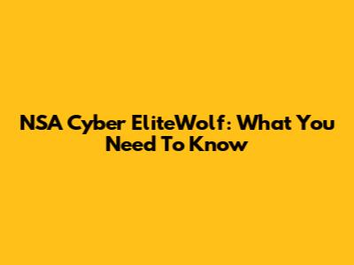 NSA Cyber EliteWolf: What You Need To Know
