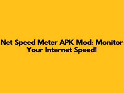 Net Speed Meter APK Mod: Monitor Your Internet Speed!