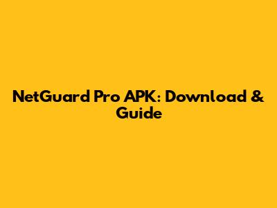 NetGuard Pro APK: Download & Guide