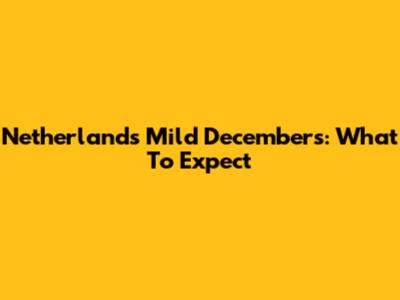 Netherlands' Mild Decembers: What To Expect