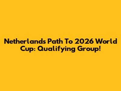 Netherlands' Path To 2026 World Cup: Qualifying Group!