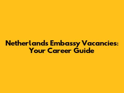 Netherlands Embassy Vacancies: Your Career Guide