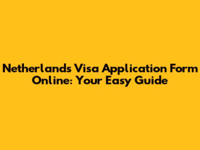 Netherlands Visa Application Form Online: Your Easy Guide