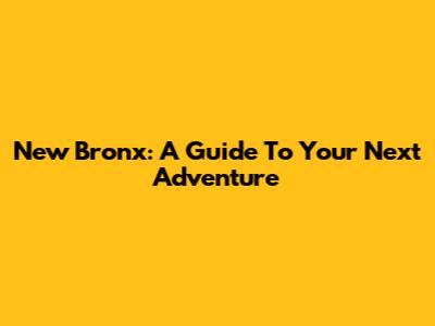 New Bronx: A Guide To Your Next Adventure