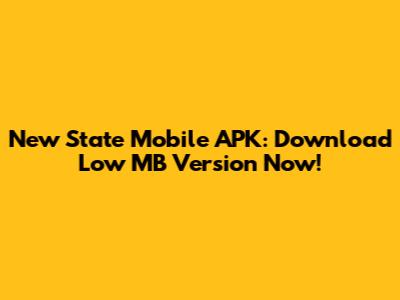 New State Mobile APK: Download Low MB Version Now!