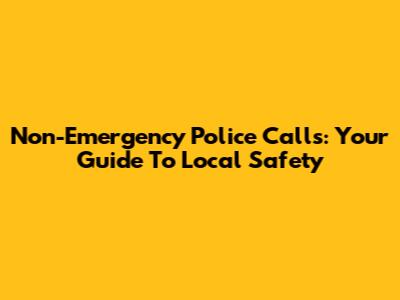Non-Emergency Police Calls: Your Guide To Local Safety