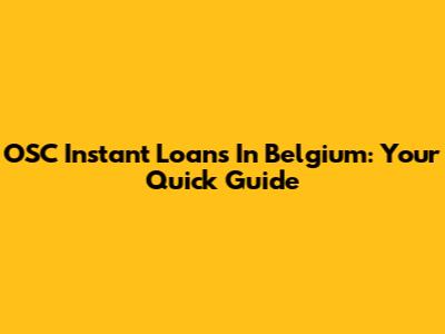OSC Instant Loans In Belgium: Your Quick Guide