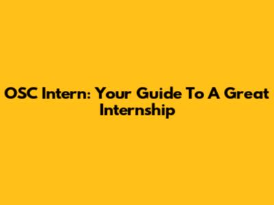 OSC Intern: Your Guide To A Great Internship