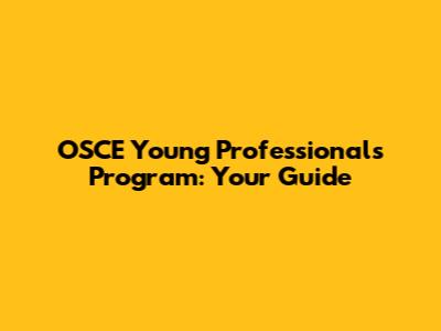 OSCE Young Professionals Program: Your Guide
