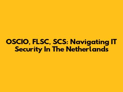 OSCIO, FLSC, SCS: Navigating IT Security In The Netherlands