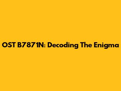 OST B7871N: Decoding The Enigma