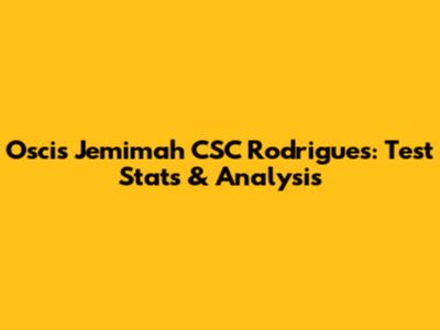 Oscis Jemimah CSC Rodrigues: Test Stats & Analysis