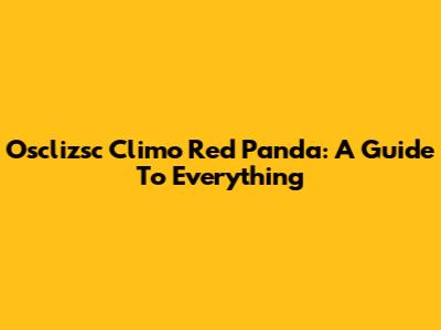 Osclizsc Climo Red Panda: A Guide To Everything