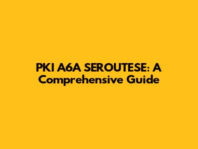 PKI A6A SEROUTESE: A Comprehensive Guide