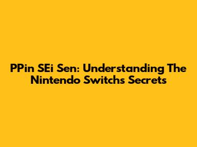 PPin SEi Sen: Understanding The Nintendo Switch's Secrets