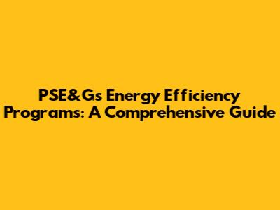 PSE&G's Energy Efficiency Programs: A Comprehensive Guide