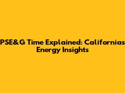 PSE&G Time Explained: California's Energy Insights