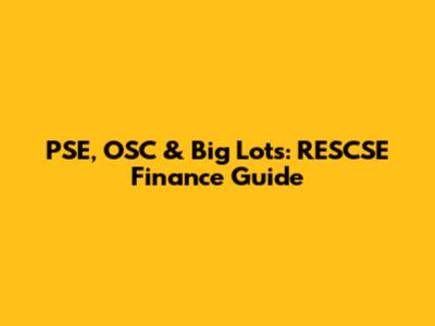 PSE, OSC & Big Lots: RESCSE Finance Guide
