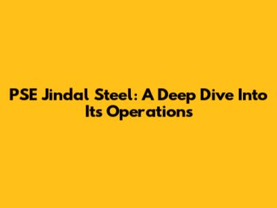 PSE Jindal Steel: A Deep Dive Into Its Operations