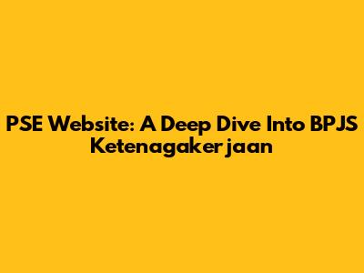 PSE Website: A Deep Dive Into BPJS Ketenagakerjaan