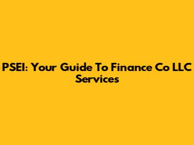 PSEI: Your Guide To Finance Co LLC Services