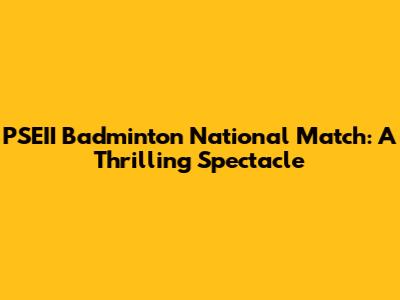 PSEII Badminton National Match: A Thrilling Spectacle