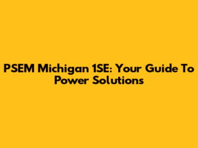 PSEM Michigan 1SE: Your Guide To Power Solutions