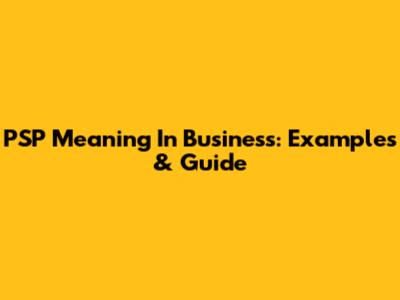 PSP Meaning In Business: Examples & Guide
