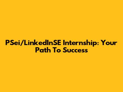 PSei/LinkedInSE Internship: Your Path To Success
