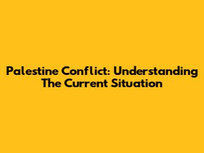 Palestine Conflict: Understanding The Current Situation